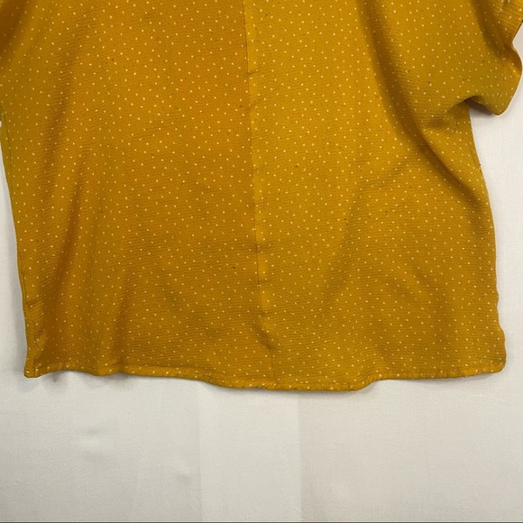 CURE Mustard Yellow White Polka Dot Retro Blouse Gathered Waist Size Medium - Picture 7 of 8